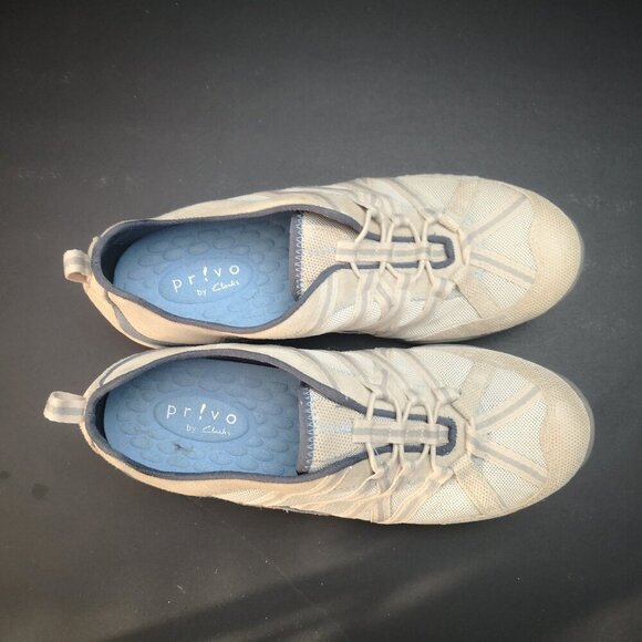 Privo by Clarks Ladies Size 7M Beige & Tan with Grey Slip On Sneakers - Picture 7 of 8